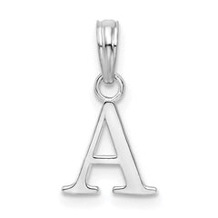 Sterling Silver Rhodium-plated Polished Block Initial -A- Pendant