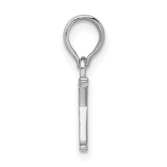 Sterling Silver Rhodium-plated Polished Block Initial -K- Pendant