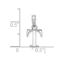 Sterling Silver Rhodium-plated Polished Block Initial -T- Pendant