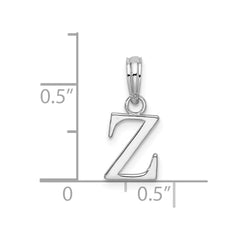 Sterling Silver Rhodium-plated Polished Block Initial -Z- Pendant