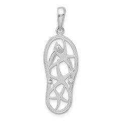 De-Ani Sterling Silver Rhodium-Plated 3D Cut-Out Starfish Flip-flop Pendant