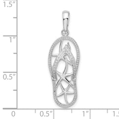 De-Ani Sterling Silver Rhodium-Plated 3D Cut-Out Starfish Flip-flop Pendant