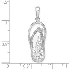 De-Ani Sterling Silver Rhodium-Plated 3D Cut-Out Dolphin Flip-flop Pendant