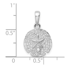 De-Ani Sterling Silver Rhodium-Plated Polished and Textured Sand Dollar Pendant
