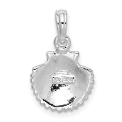De-Ani Sterling Silver Rhodium-Plated Polished Scallop Shell Pendant - 2