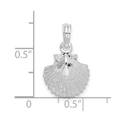 De-Ani Sterling Silver Rhodium-Plated Polished Scallop Shell Pendant - 2