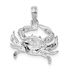 De-Ani Sterling Silver Rhodium-Plated Polished Blue Crab Pendant - 2