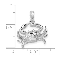 De-Ani Sterling Silver Rhodium-Plated Polished Blue Crab Pendant - 2