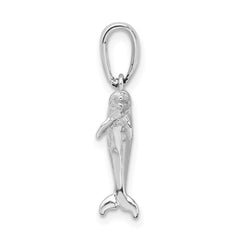 De-Ani Sterling Silver Rhodium-Plated Polished 3D Jumping Dolphin Pendant - 3