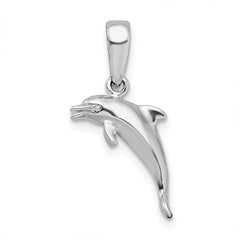 De-Ani Sterling Silver Rhodium-Plated Polished 3D Jumping Dolphin Pendant - 3