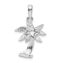 De-Ani Sterling Silver Rhodium-Plated Polished Palm Tree Pendant - 2