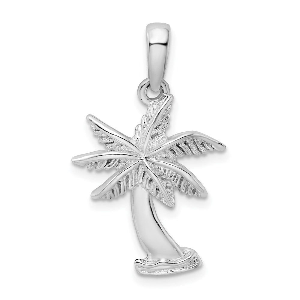 De-Ani Sterling Silver Rhodium-Plated Polished Palm Tree Pendant - 2