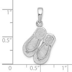 De-Ani Sterling Silver Rhodium-Plated Polished 3D Flip-flops Pendant - 2