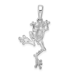 De-Ani Sterling Silver Rhodium-Plated Polished Jumping Frog Pendant - 2