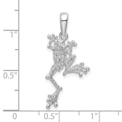 De-Ani Sterling Silver Rhodium-Plated Polished Jumping Frog Pendant - 2