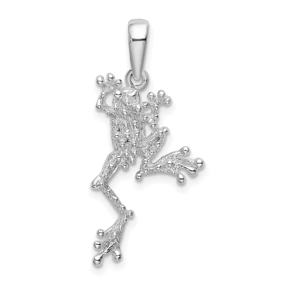 De-Ani Sterling Silver Rhodium-Plated Polished Jumping Frog Pendant - 2