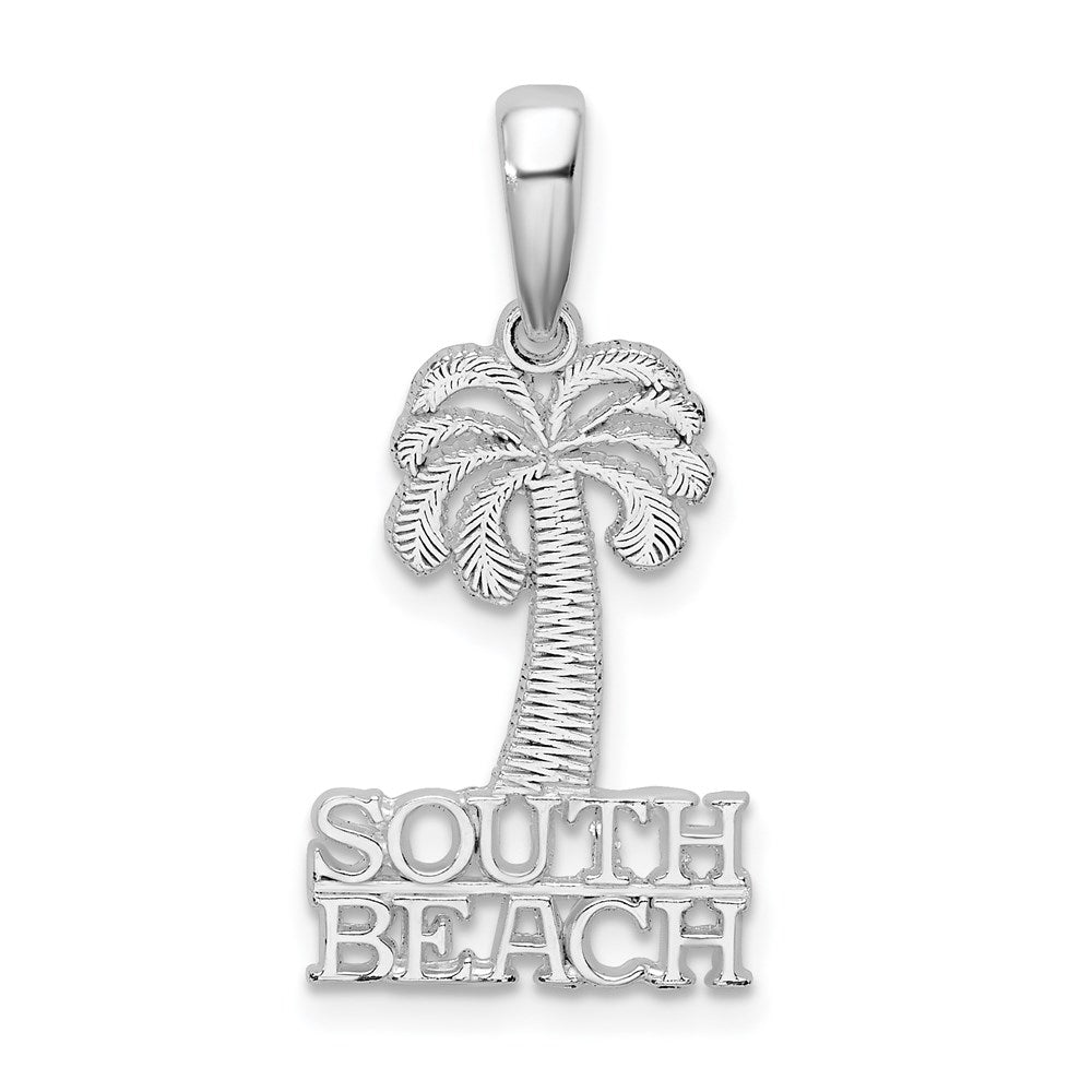 De-Ani Sterling Silver Rhodium-Plated Polished South Beach Palm Tree Pendant - 2