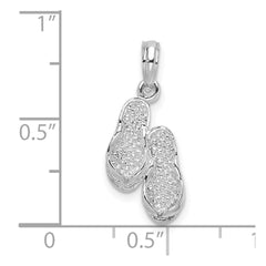 De-Ani Sterling Silver Rhodium-Plated Polished 3D Flip-flops Pendant