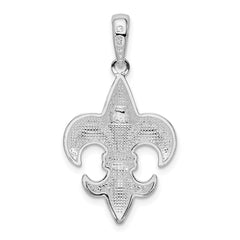 De-Ani Sterling Silver Rhodium-Plated Polished Medium Fleur de Lis Pendant