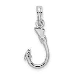 De-Ani Sterling Silver Rhodium-Plated Polished 3D Fish Hook Pendant - 2