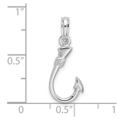 De-Ani Sterling Silver Rhodium-Plated Polished 3D Fish Hook Pendant - 2