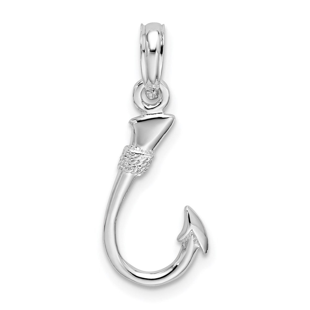 De-Ani Sterling Silver Rhodium-Plated Polished 3D Fish Hook Pendant - 2