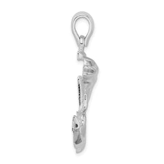 De-Ani Sterling Silver Rhodium-plated Polished Large Dolphin and Anchor Pendant