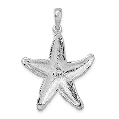 De-Ani Sterling Silver Rhodium-Plated Polished Textured Starfish Pendant - 2