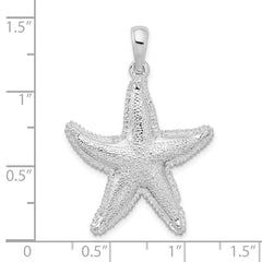 De-Ani Sterling Silver Rhodium-Plated Polished Textured Starfish Pendant - 2