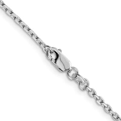 Sterling Silver Rhodium-plated 2mm Beveled Oval Cable Chain - 7