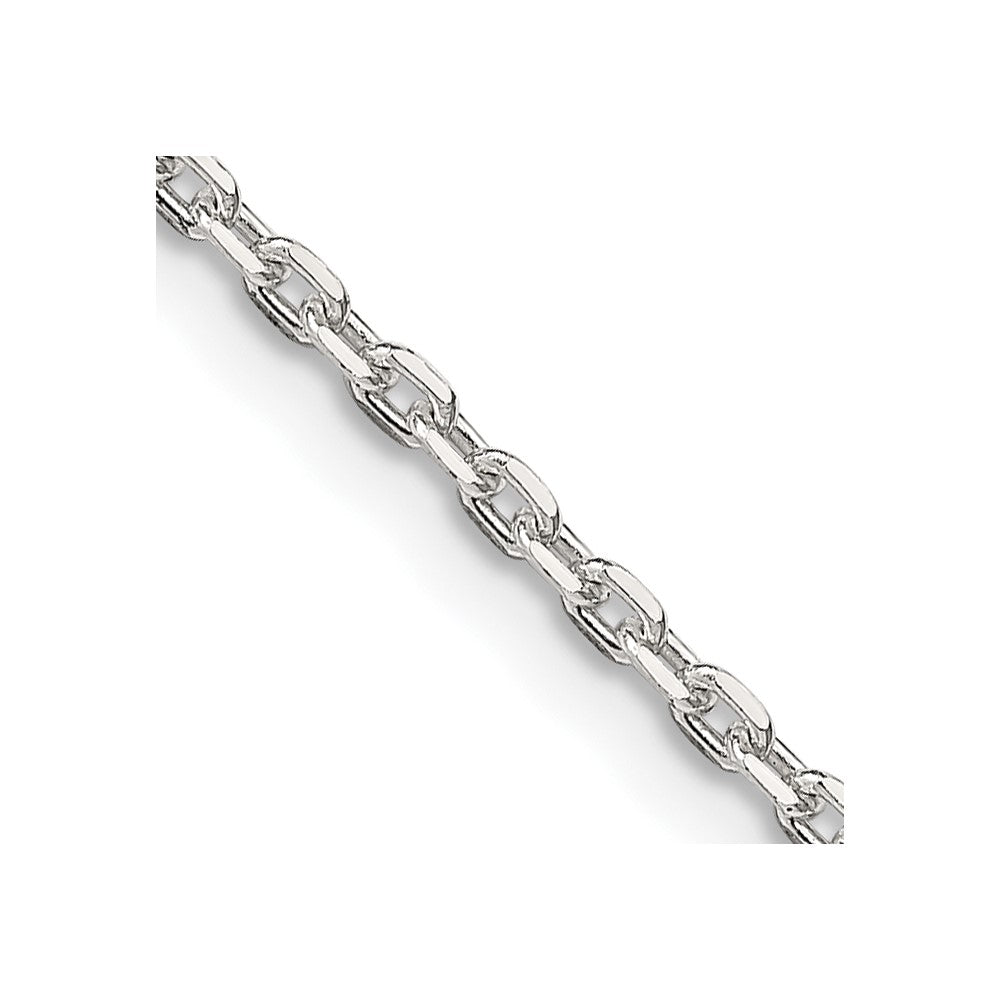 Sterling Silver 2mm Beveled Oval Cable Chain - 10