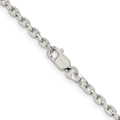 Sterling Silver Rhodium-plated 2.75mm Beveled Oval Cable Chain - 9