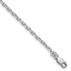Sterling Silver Rhodium-plated 2.75mm Beveled Oval Cable Chain - 10