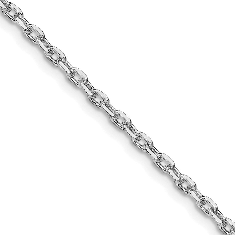 Sterling Silver Rhodium-plated 2.75mm Beveled Oval Cable Chain - 9