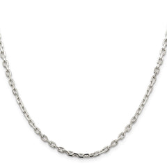 Sterling Silver 3.25mm Beveled Oval Cable Chain - 6