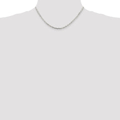 Sterling Silver Rhodium-plated 3.25mm Beveled Oval Cable Chain - 4