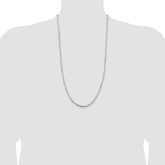 Sterling Silver Rhodium-plated 3.25mm Beveled Oval Cable Chain - 10