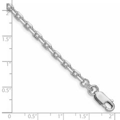 Sterling Silver Rhodium-plated 3.25mm Beveled Oval Cable Chain - 6