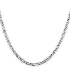 Sterling Silver 3.95mm Beveled Oval Cable Chain - 9