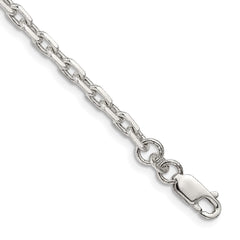 Sterling Silver 3.95mm Beveled Oval Cable Chain - 8