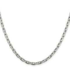 Sterling Silver Rhodium-plated 3.95mm Beveled Oval Cable Chain - 10