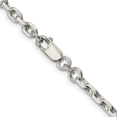 Sterling Silver Rhodium-plated 3.95mm Beveled Oval Cable Chain - 2