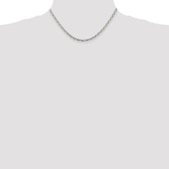 Sterling Silver Rhodium-plated 3.95mm Beveled Oval Cable Chain - 10