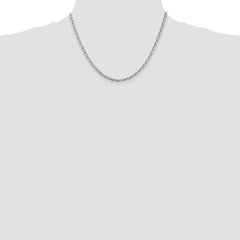 Sterling Silver Rhodium-plated 3.95mm Beveled Oval Cable Chain - 7
