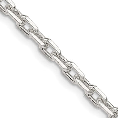 Sterling Silver 3.95mm Beveled Oval Cable Chain - 10