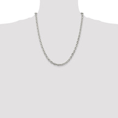 Sterling Silver 4.9mm Beveled Oval Cable Chain - 4