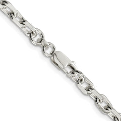 Sterling Silver Rhodium-plated 4.9mm Beveled Oval Cable Chain