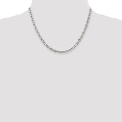 Sterling Silver Rhodium-plated 4.9mm Beveled Oval Cable Chain