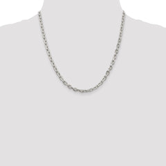 Sterling Silver Rhodium-plated 4.9mm Beveled Oval Cable Chain - 6