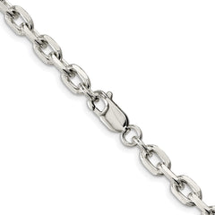 Sterling Silver Rhodium-plated 5.4mm Beveled Oval Cable Chain - 5